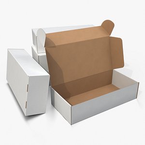 Mailer Box - Long Rectangular White 3D model