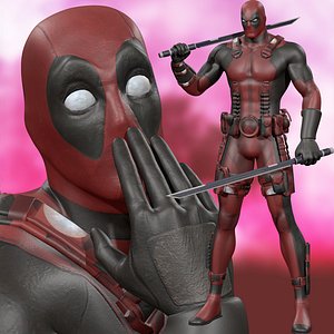Deadpool Rigged 3D Model - With his Sword and Pistol 3D model