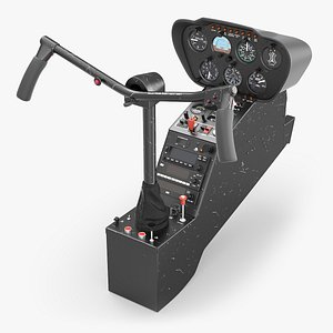 Helicopter Cockpit Console with Dual Cyclic Control Black