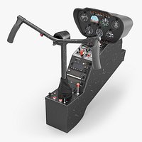 Helicopter Cockpit Console with Dual Cyclic Control Black