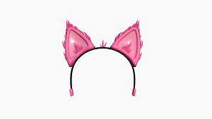 Furry Ears Tiara A02 Pink - Headband Character Design model