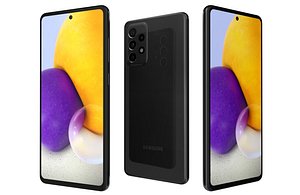 3D Samsung Galaxy A72 Awesome Black Low Poly model