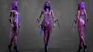 3D Sci Fi Cyberpunk Killer Girl model