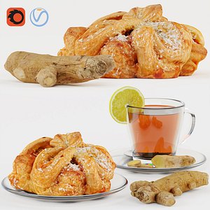 Tea with ginger and bun