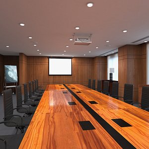 3D Meeting Room Wooden With Filling Light