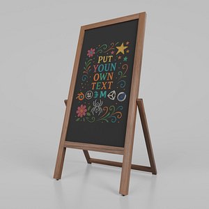 Customizable Double Sided Wooden Chalkboard Sign 3D model