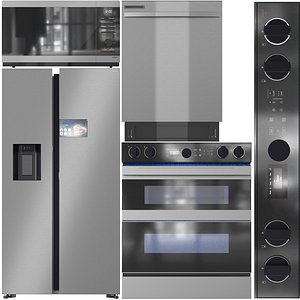 Samsung Appliance Collection 14 NSE6DG8550SRAA MG32DG4524CGE1 RS90F64EETEU DW80R2031US 3D