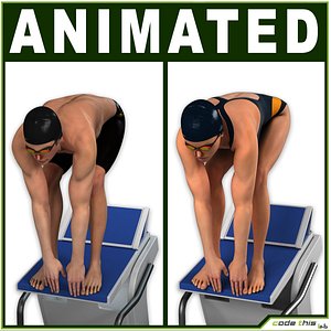 male swimmer female 3D model