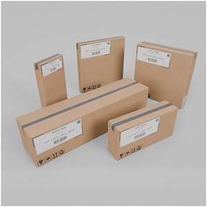 Variety Cardboard Box Collection - Rigged and Customizable Set 3D model