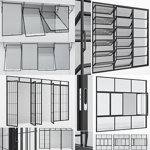3D model Collection Aluminium window x4 2