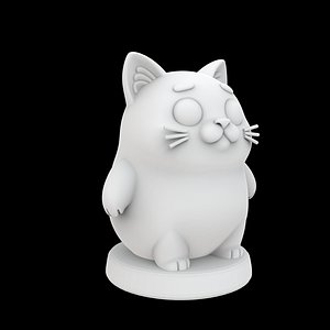 Cartoon Cat Figurine 3D Print Model