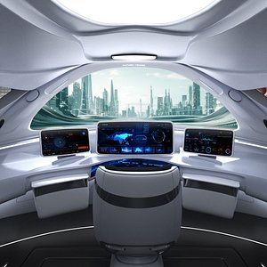 3D Future high -speed train cockpit model