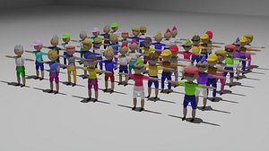 3D Low poly humans fbx and  blend file