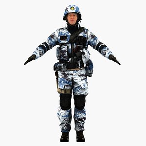 3D model pla chinese soldier