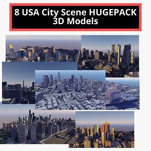 8 USA City Scene HUGEPACK 3D model
