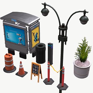 Detailed Street Props Collection PBR Game Ready