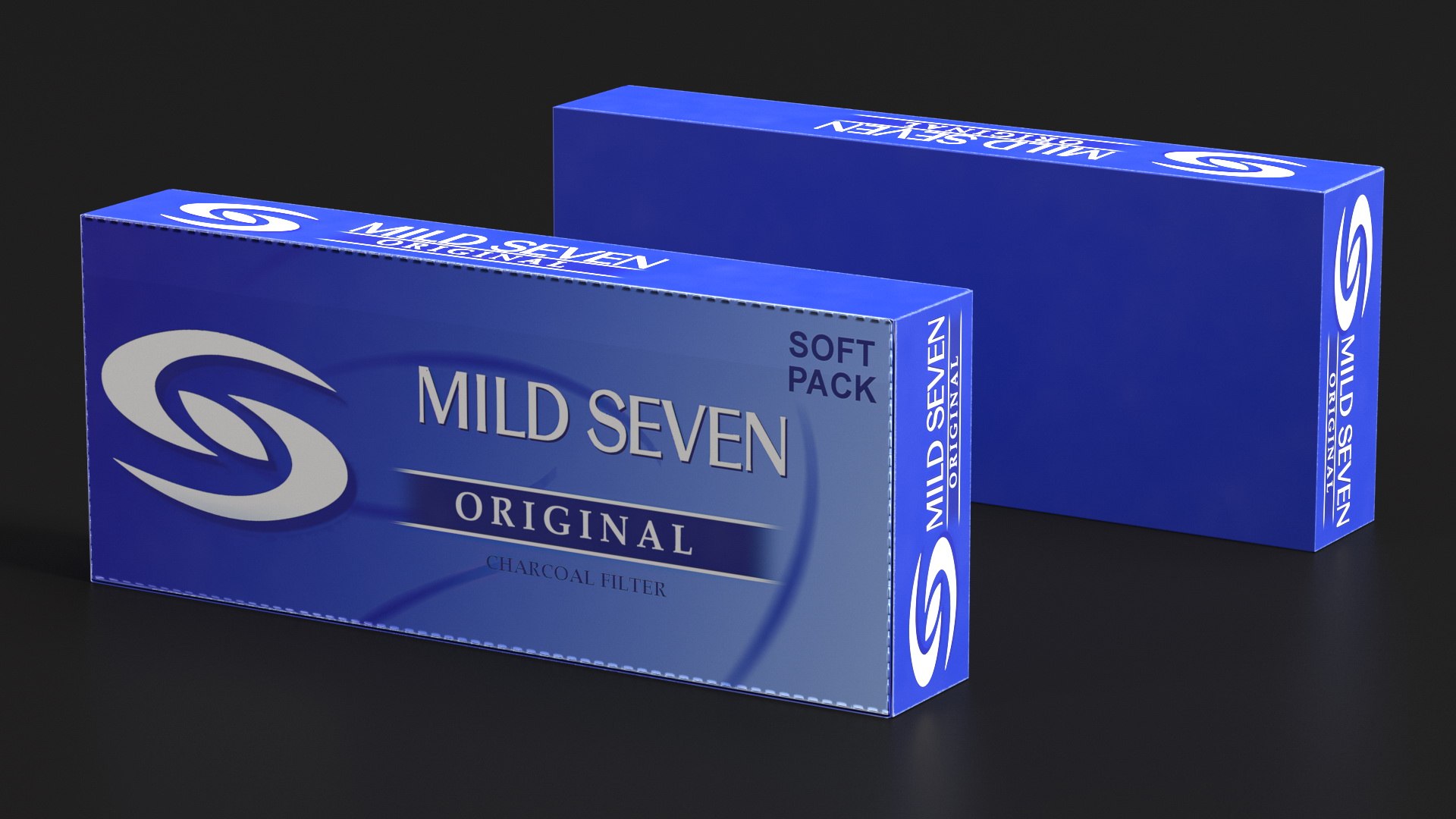 mild 7 cigarette 3D Model Carton Cigarettes Box Mildseven