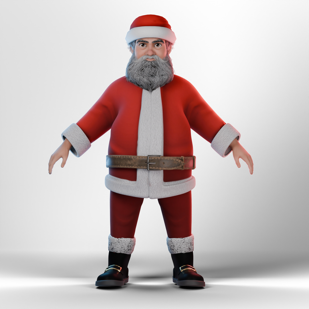 Stylized Santa Claus rigged 3D model https://p.turbosquid.com/ts-thumb/3Q/oBtRh7/qY/santaturnarnd/png/1764657800/1920x1080/turn_fit_q99/ae3de60830d594bcaec79c1c8e2395ccd9113079/santaturnarnd-1.jpg