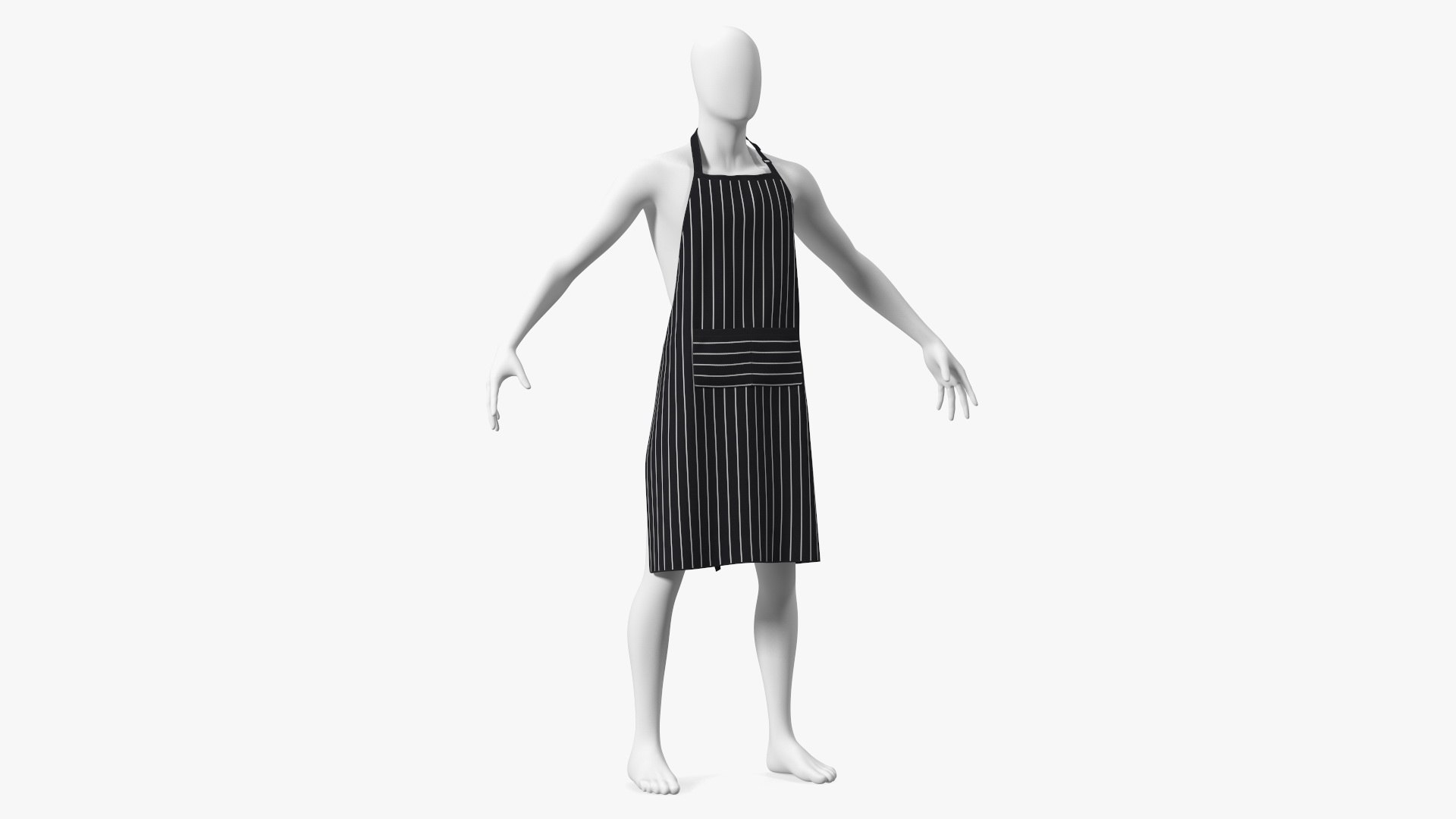 Men Cooking Apron Striped on Mannequin 3D model preview