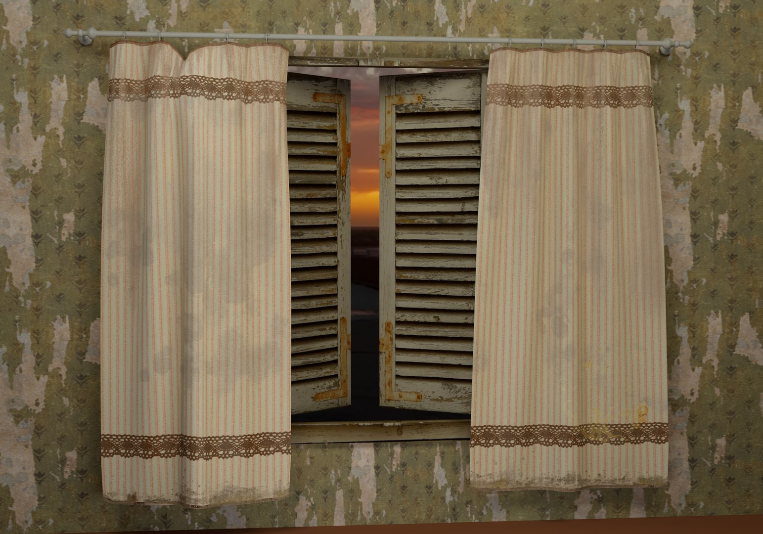 3D Old Curtains TurboSquid 1557481