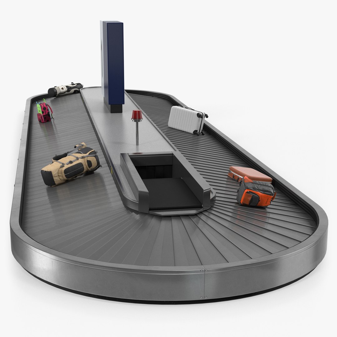 Baggage Claim Conveyor Metal Rigged 3D model preview