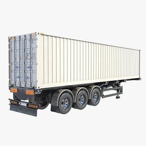 3D Shipping Container Trailer with Container
