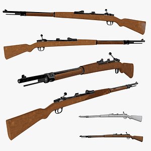 3D Mauser 87 Rifle - Low poly model