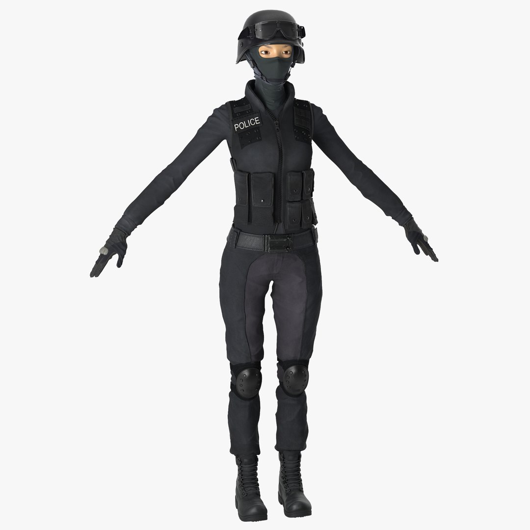 SWAT Woman Asian 2 3D model preview