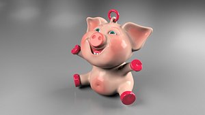 3D Piglet Christmas Tree Toy PBR LoPoly model