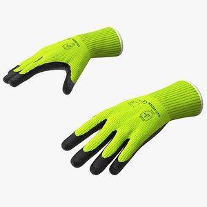 Safety Work Gloves Green Rigged for Cinema 4D
