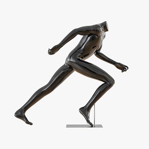 3D black mannequin running