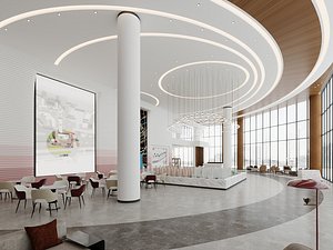 Spacious Real Estate Showroom Lobby 3D model