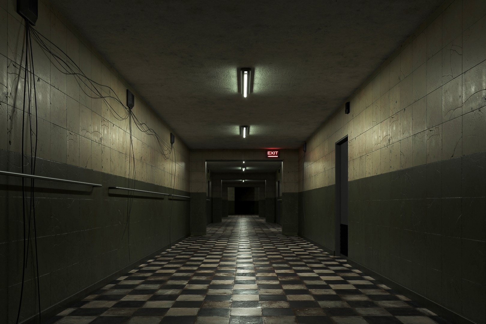 3D Low Poly Old Dark Scary Corridor 08 - TurboSquid 2092927