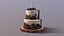 Elegant Silky Wedding Cake on Wooden slice model
