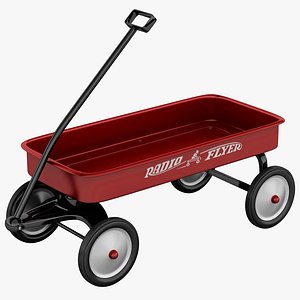 3d model of red wagon