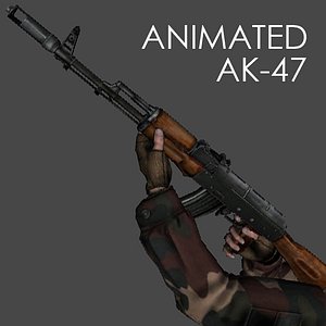 Animated LowPoly Hand and AK-47