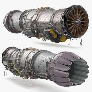 3D Pratt Whitney F135 Turbofan Engine Metallic Rigged
