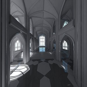 3D classic futuristic cathedral interior