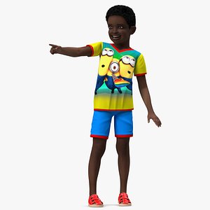 3D Black Child Boy Rigged for Maya model