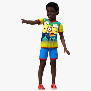 Black Child Boy Rigged for Maya