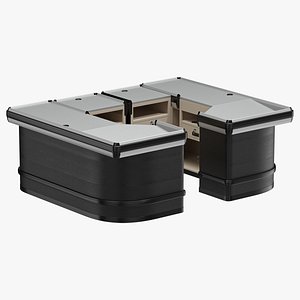 Supermarket Checkout Counters Dark Wood