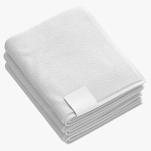 Folded Bath Towels Medium 3 Pile White Blue and Gray