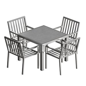 3D Outdoor metal furniture stainless steel table and chair