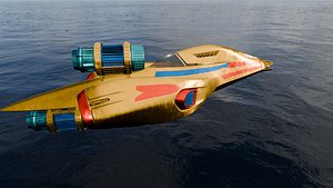 3D Ghost Spaceship Sci-Fi Model - Game Ready