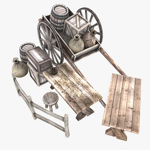3d model of medieval crates barrel
