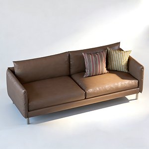 3D model Modern Leather Couch Living Room Sofa 3D Model