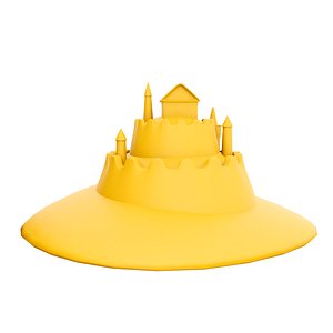 3D 3d  sand castle on beach summer icon model