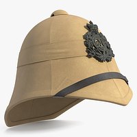 Victorian British Army Helmet Beige 24th Regiment Badge