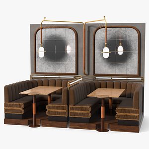 Vintage Diner Booth Seating with Tables and Lamps