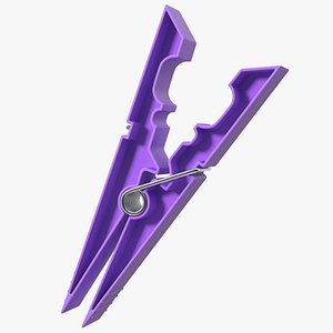 3D Clothespin Purple Pressed model
